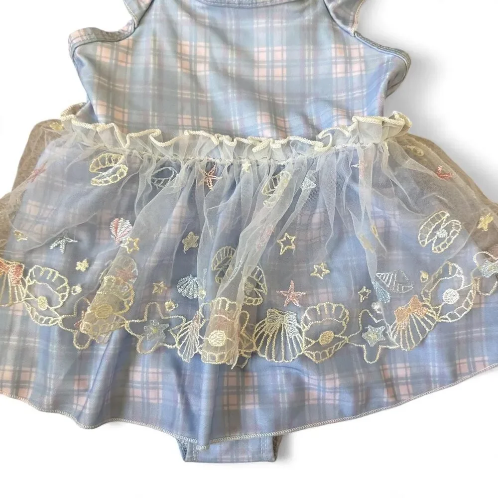 Japanese Girls One-Piece Swimsuit with Tulle Skirt Size 100cm (4T)
